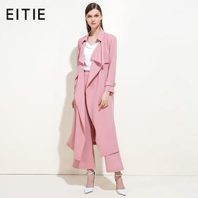 EITIE爱特爱品牌女装春夏纯色宽松通勤百搭优雅风衣中长款5904603