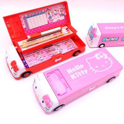 KT猫汽车造型多功能韩国塑料儿童铅笔盒 商品图2