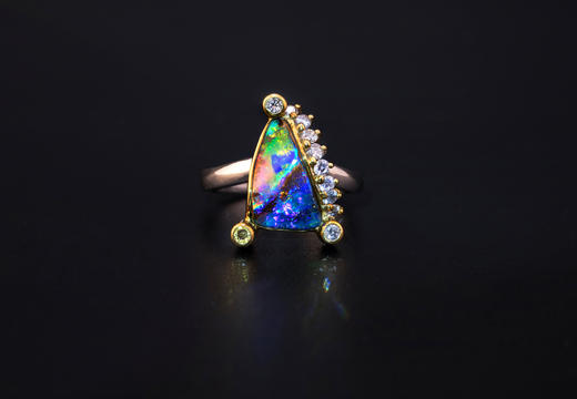 七彩随型欧泊戒指 商品图1