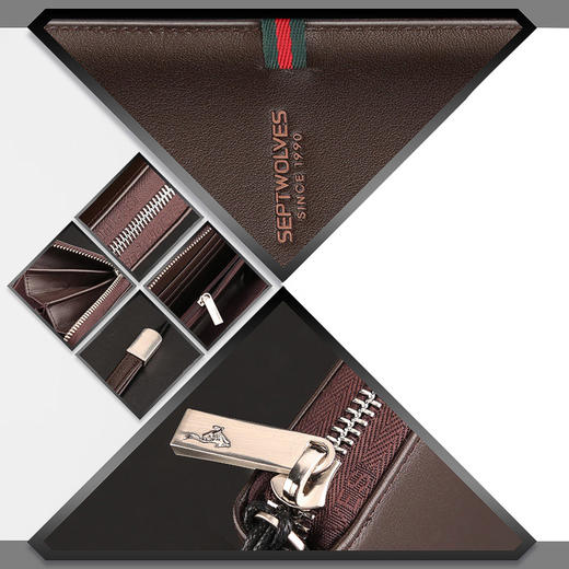 七匹狼（SEPTWOLVES）男士手包手拿包头层牛皮商务大容量手抓包软皮夹包男包 商品图2