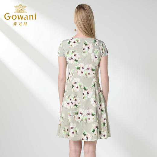 乔万尼连衣裙女夏桑蚕丝修身气质清新印花真丝a字裙中长EN2E569 商品图3