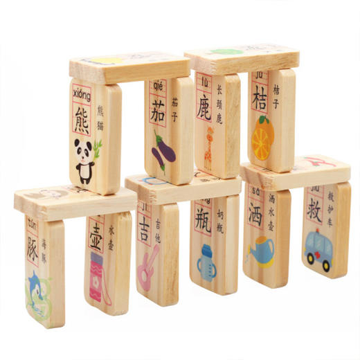 萱宝木玩 100pcs新双面汉字多米诺