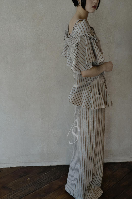 Palmer Harding  浅棕色条纹假两件长裙 商品图1