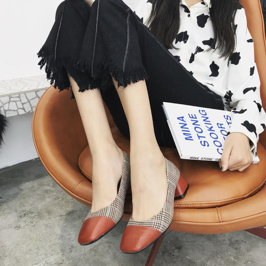 高跟鞋春季新款黑色百搭仙女温柔方头浅口网红平底乖乖鞋女单鞋瓢鞋