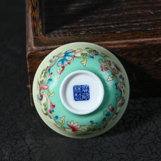 翠玉扒花缠枝莲纹小撇口杯6头茶具（已停产） 商品图4