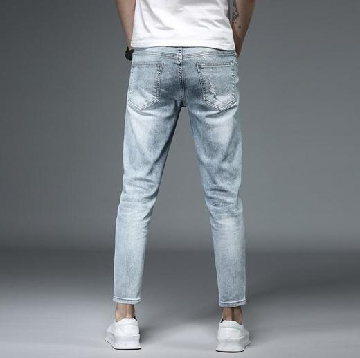 【服饰鞋包】.牛仔裤男小脚浅蓝薄春夏男式牛仔裤弹力修身九分牛仔裤男潮牌 商品图3
