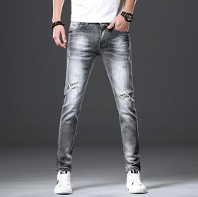 【服饰鞋包】男式牛仔裤新款破洞牛仔裤男潮品牌弹力修身小脚男牛仔裤