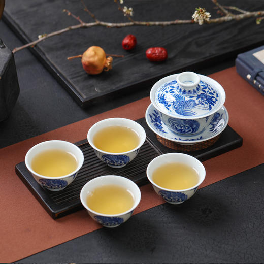 柴窑 青花鹤寿延年5头茶具 商品图2