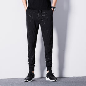 【服饰鞋包】。暗纹夏季男士裤子男运动裤休闲裤薄款韩版宽松小脚九分裤哈伦裤潮