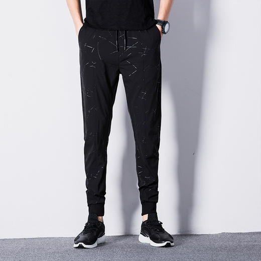 【服饰鞋包】。暗纹夏季男士裤子男运动裤休闲裤薄款韩版宽松小脚九分裤哈伦裤潮 商品图0