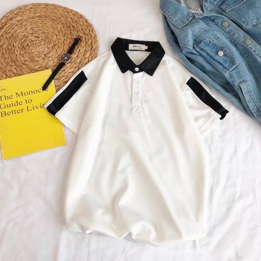 【服饰鞋包】ulzzang日系原宿风polo衫短袖男夏季港风条纹翻领情侣装T恤潮 商品图2