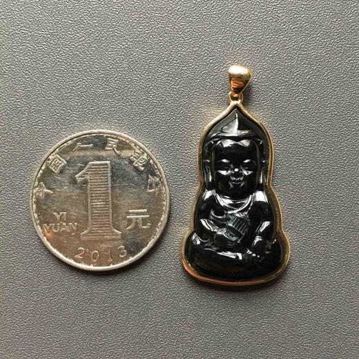 冰种墨翠宝宝佛18k黄金镶嵌 商品图2