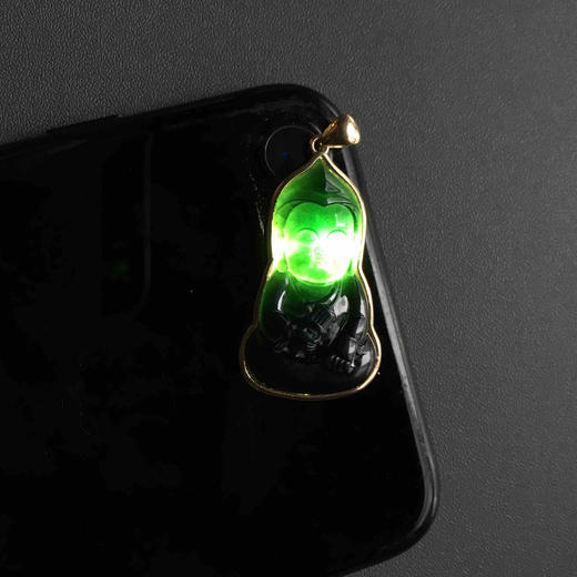 冰种墨翠宝宝佛18k黄金镶嵌 商品图7