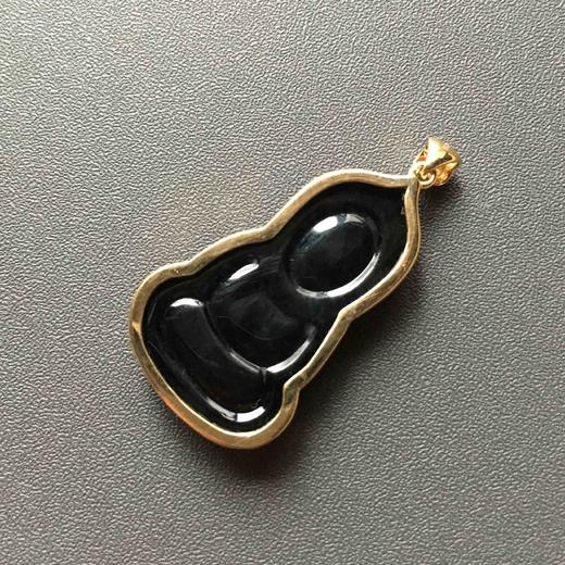 冰种墨翠宝宝佛18k黄金镶嵌 商品图3