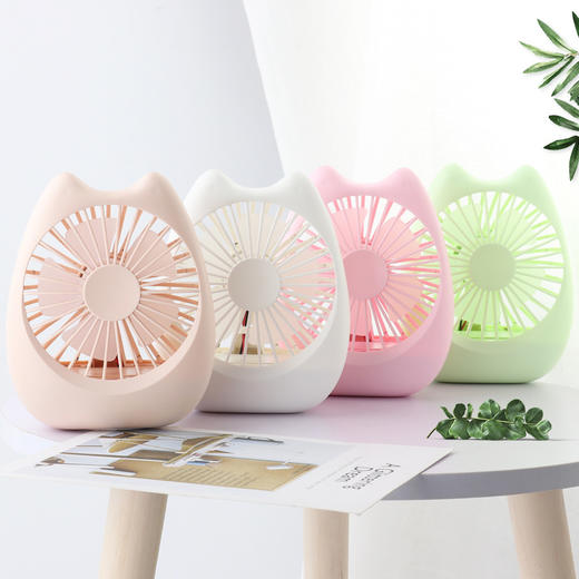 新款清新马卡龙USB迷你小风扇 小猫咪桌面便携强风力风扇 商品图0