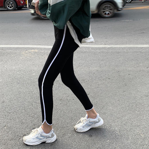 【服饰鞋包】春季韩版高腰显瘦小脚裤子撞色拼接弹力打底裤女 商品图0