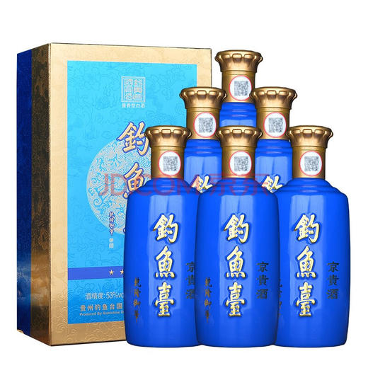 【推荐】钓鱼台京贵酒 贵州酱香型白酒礼盒 53度 粮食酒名酒水 整箱6瓶装 500ml*6 商品图0