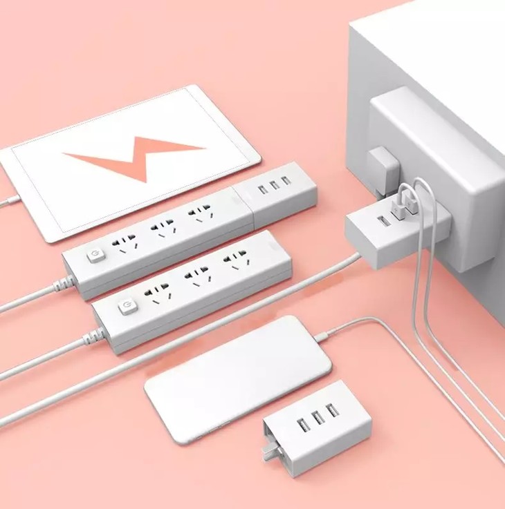 像乐高玩具随意拼接充电的智能模块化插线板