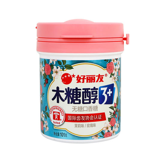 好丽友101g木糖醇3茉莉味玫瑰味口香糖