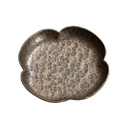 茶香记 潮州手工锤纹铜杯垫 小号 海棠款 葵花款 杯托 耐用 防烫 拙朴 商品图5