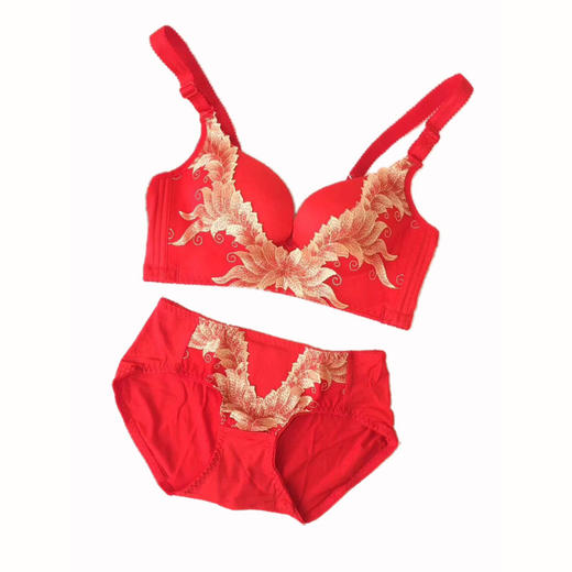 中国风内衣喜气本命年文胸无钢圈刺绣调整套装(货号 t8250)