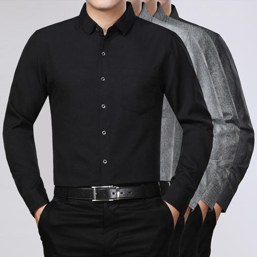 【服饰鞋包】中老年立领长袖衬衫男棉麻透气休闲秋季纯色宽松爸爸装男衬衫 商品图4