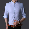 【服饰鞋包】春季新款全棉衬衫时尚修身纯色长袖亚麻衬衣男式新款上衣 商品缩略图1