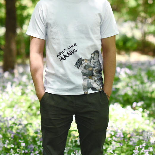 博物小馆 原创 |天然呆 动物 T恤 兔狲款 短袖 白色 灰色 商品图2