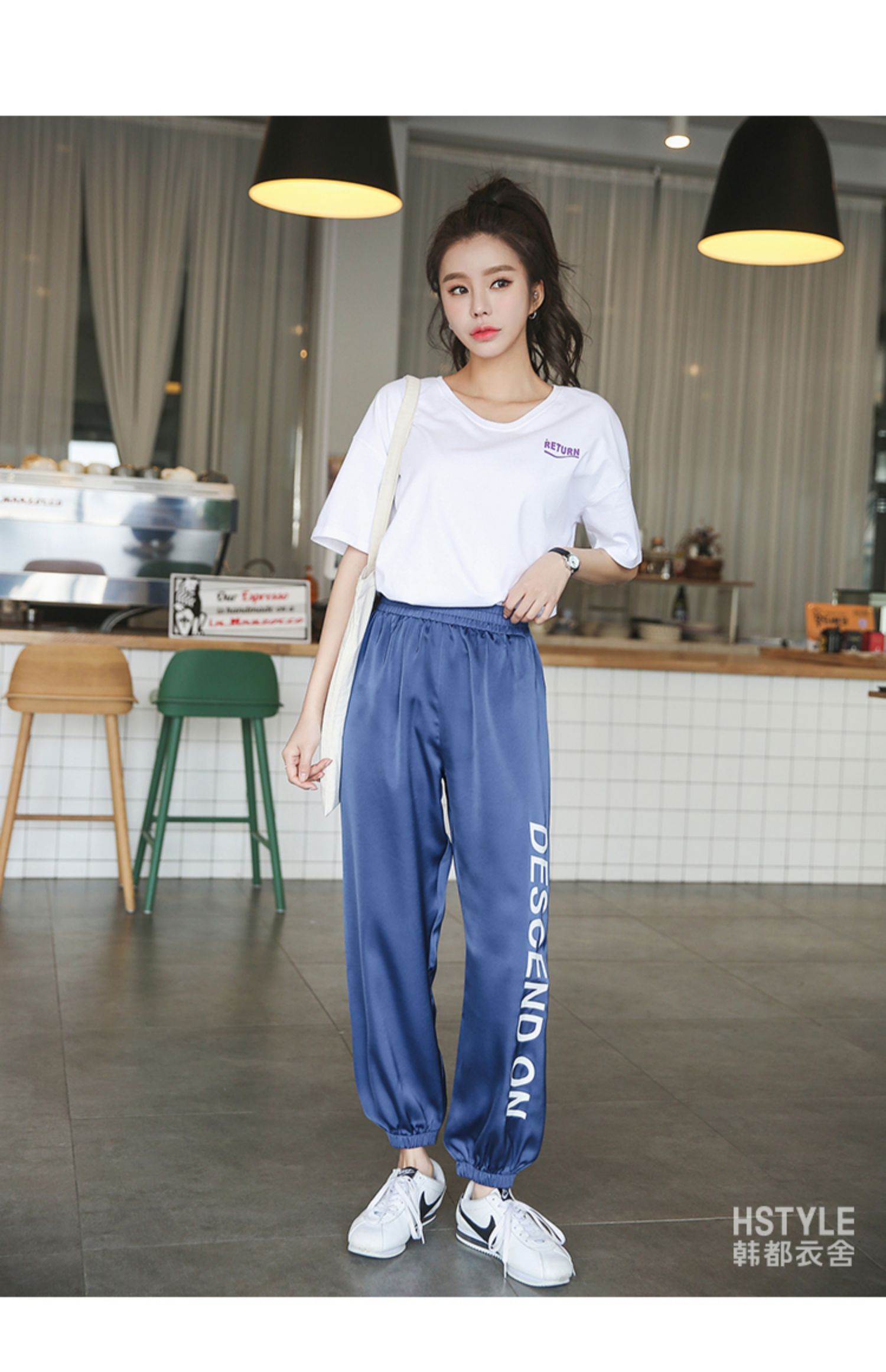 韩都衣舍2019夏季韩版运动女学生灯笼裤休闲ins潮裤子ng9850茵