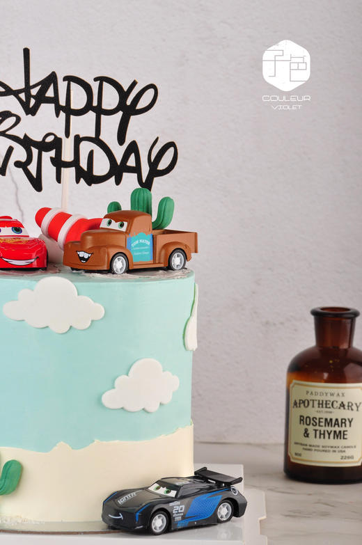 （C006)Couleur Violet 汽车总动员古早奶油霜蛋糕【加高款】 商品图2
