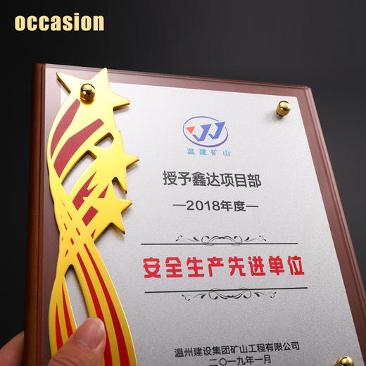 木质奖牌定制定做五角星金属荣誉授权牌证书颁奖创意高档木托牌匾 商品图4