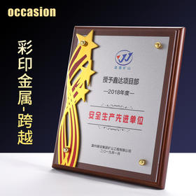 木质奖牌定制定做五角星金属荣誉授权牌证书颁奖创意高档木托牌匾