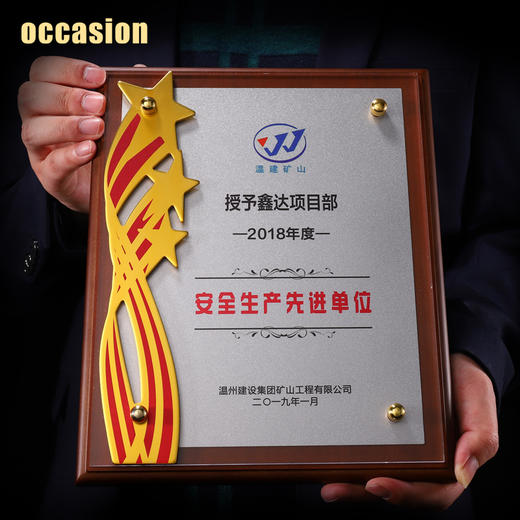 木质奖牌定制定做五角星金属荣誉授权牌证书颁奖创意高档木托牌匾 商品图1