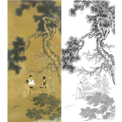 陈少梅竖幅工笔山水人物白描底稿-《诗会》-多种白描尺寸可选-CR66 商品图0