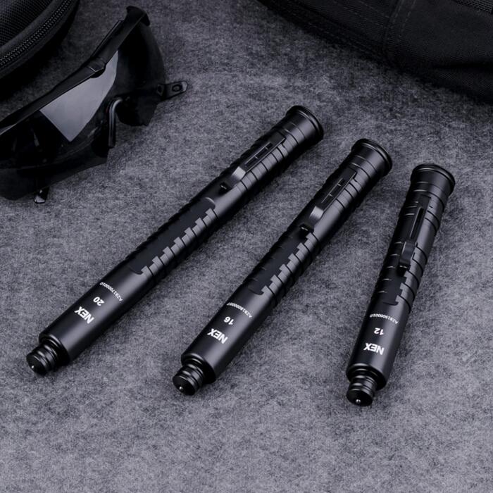 现货！纳利德NEX防身机械伸缩棍、特工便携甩棍抱夹、带攻击头可破窗！防卫三节棍！