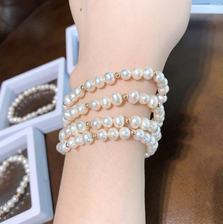 母亲节活动特价款14k金天然海水珍珠手链手串