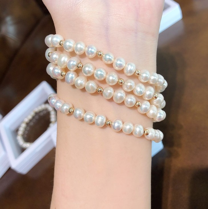 母亲节活动特价款14k金天然海水珍珠手链手串