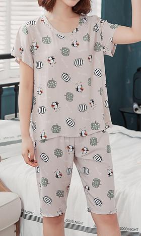 AW27女夏天短袖人造棉绸套装家居服1:1实物服装纸样图纸牛皮纸样