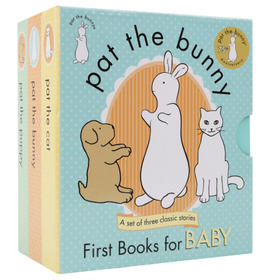 【赠音频】英文原版儿童绘本 Pat the Bunny puppy cat 帕特/拍拍小兔子 绘本触摸书3册盒装