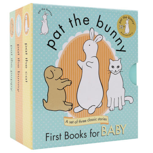 【赠音频】英文原版儿童绘本 Pat the Bunny puppy cat 帕特/拍拍小兔子 绘本触摸书3册盒装 商品图0