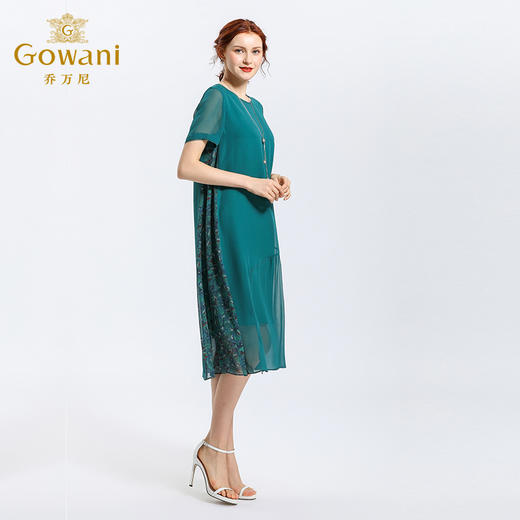 乔万尼夏季真丝时尚宽松气质纯色桑蚕丝连衣裙女过膝长款EN2E513 商品图2