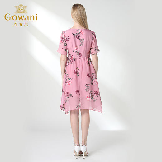 乔万尼夏流行真丝印花高腰气质桑蚕丝连衣裙女中长款韩版EN2E528 商品图3