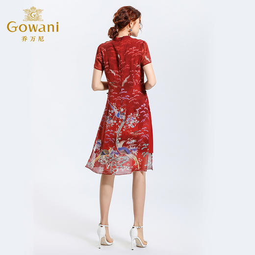 乔万尼夏装真丝端庄宴会中国风红旗袍修身桑蚕丝连衣裙女EN2E545 商品图3