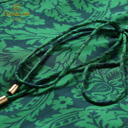 乔万尼夏真丝宽松绿色印花桑蚕丝连衣裙长款EN2E520 商品图3