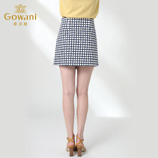 乔万尼不规则格子半身裙韩版a字时尚简约高腰女夏短裙EN2D613 商品图3