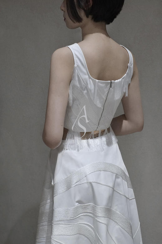 Xuzhi  奶白色流苏短背心 商品图2