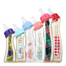 日本原装进口蓓特/betta玻璃PPSU塑料奶瓶耐高温标口弧形防呛胀气