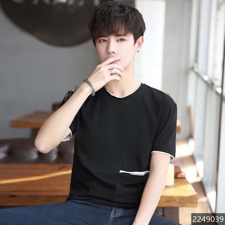 特卖价59木巴伦潮男夏季百搭简约t恤男圆领2019新成分95棉5氨纶d