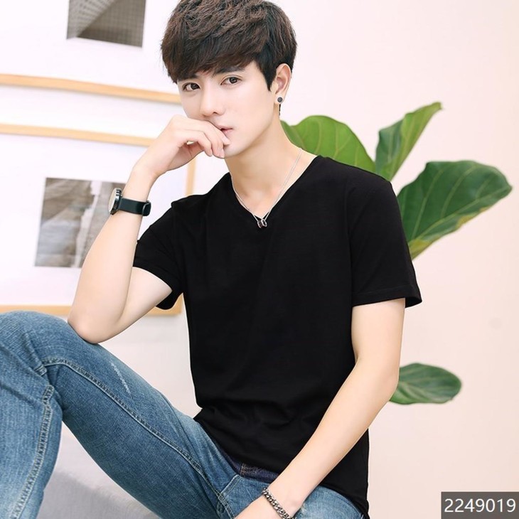 特卖价59木巴伦青少年纯色潮男棉t恤薄款透气成分95棉5氨纶d2249019