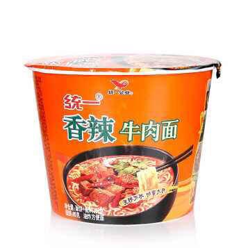 方便面统一香辣牛肉面107克桶